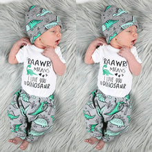 Newborn Short Sleeve Print Romper + Pant + Hat Set 3PCS - TheLoveElement