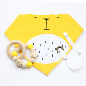 Silicone/Wooden Beads BPA Free Baby Bib + Teether - TheLoveElement