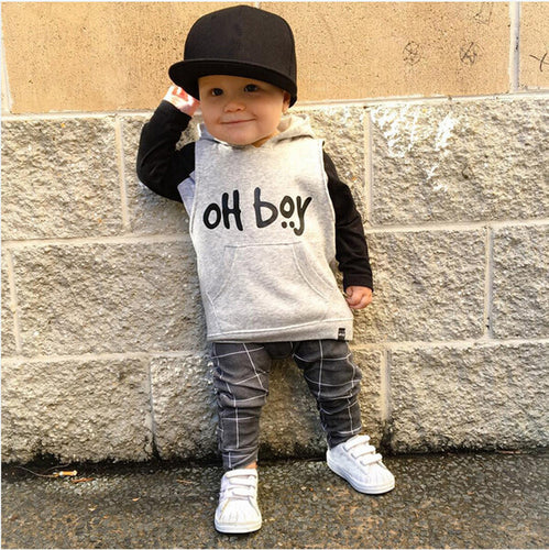 Baby Boy Set Hooded Tops + Pants - TheLoveElement