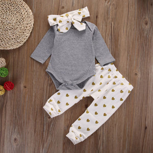 Newborn Baby Girls Romper and Pants 3PCS Set - TheLoveElement