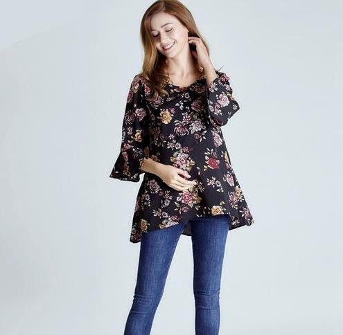 Chiffon Floral Maternity Nursing Top Breastfeeding - TheLoveElement